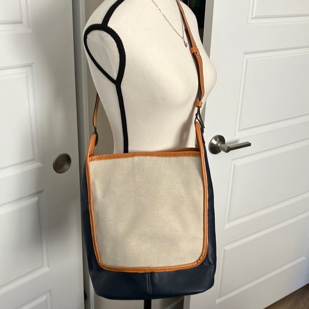 Multicolor Bucket Purse blue  & linen NWOT